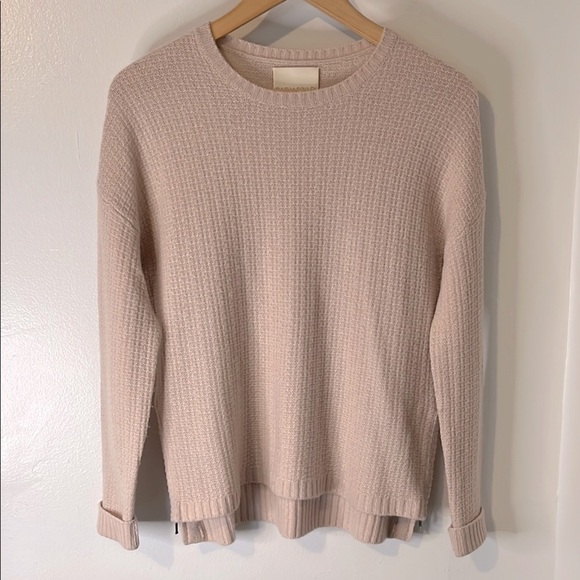 Cynthia Rowley Sweaters - Cynthia Rowley Blush Pink 100% Cashmere Waffle Knit Henley Style Sweater Sz S